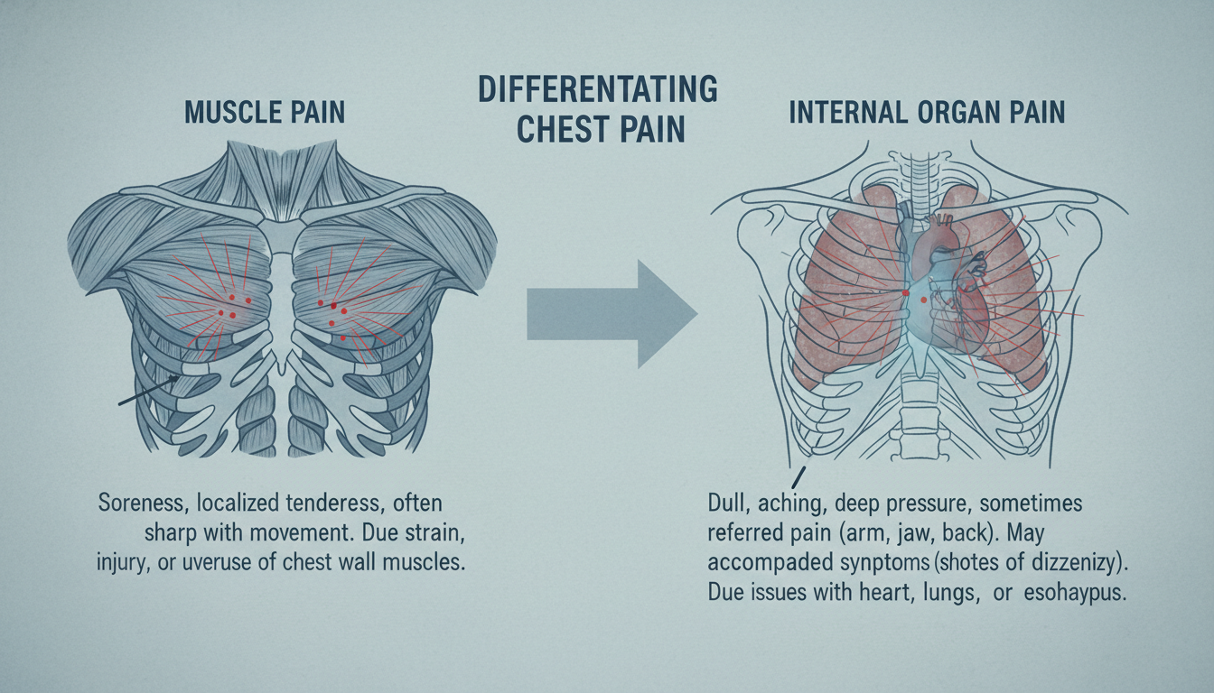갈비뼈와 내부 장기의 위치를 보여주는 흉부 해부도 일러스트