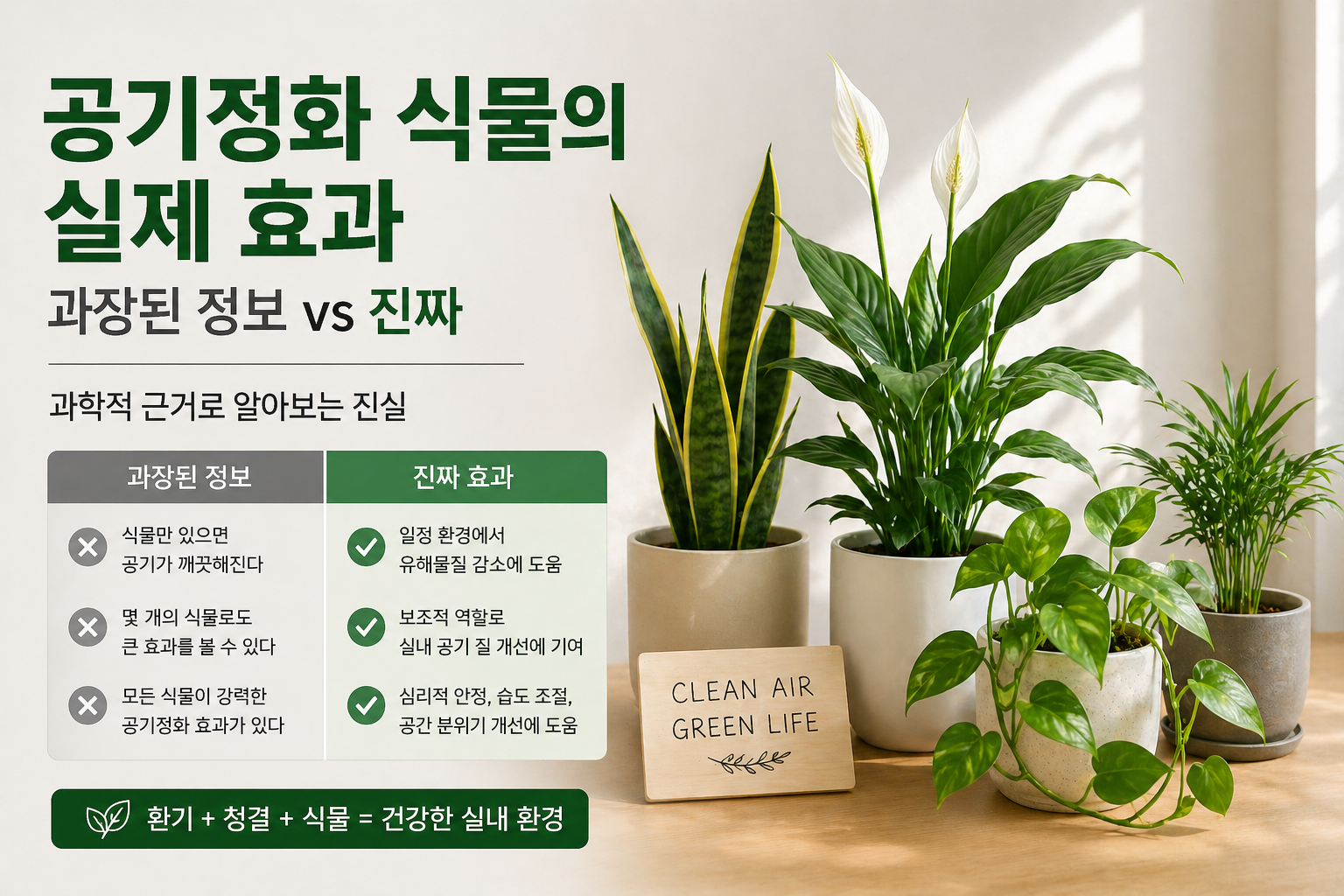 공기정화 식물의 실제 효과
