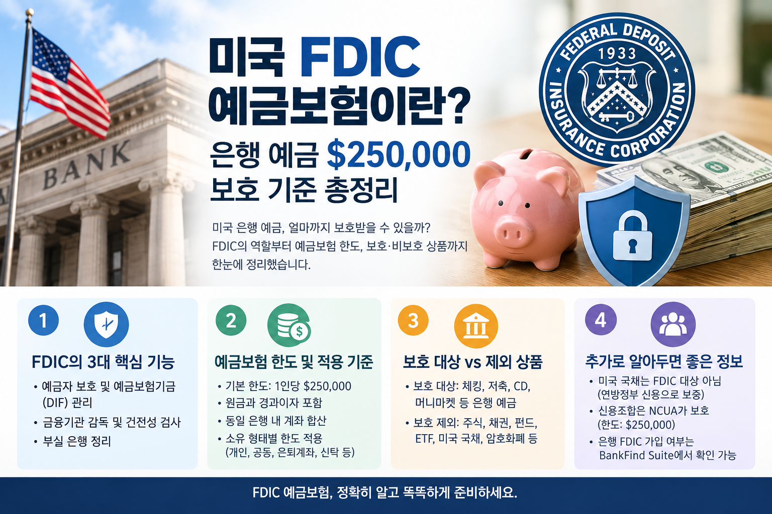 미국 FDIC 예금보험 완벽 정리 은행 예금 $250,000까지 보호받는 방법
