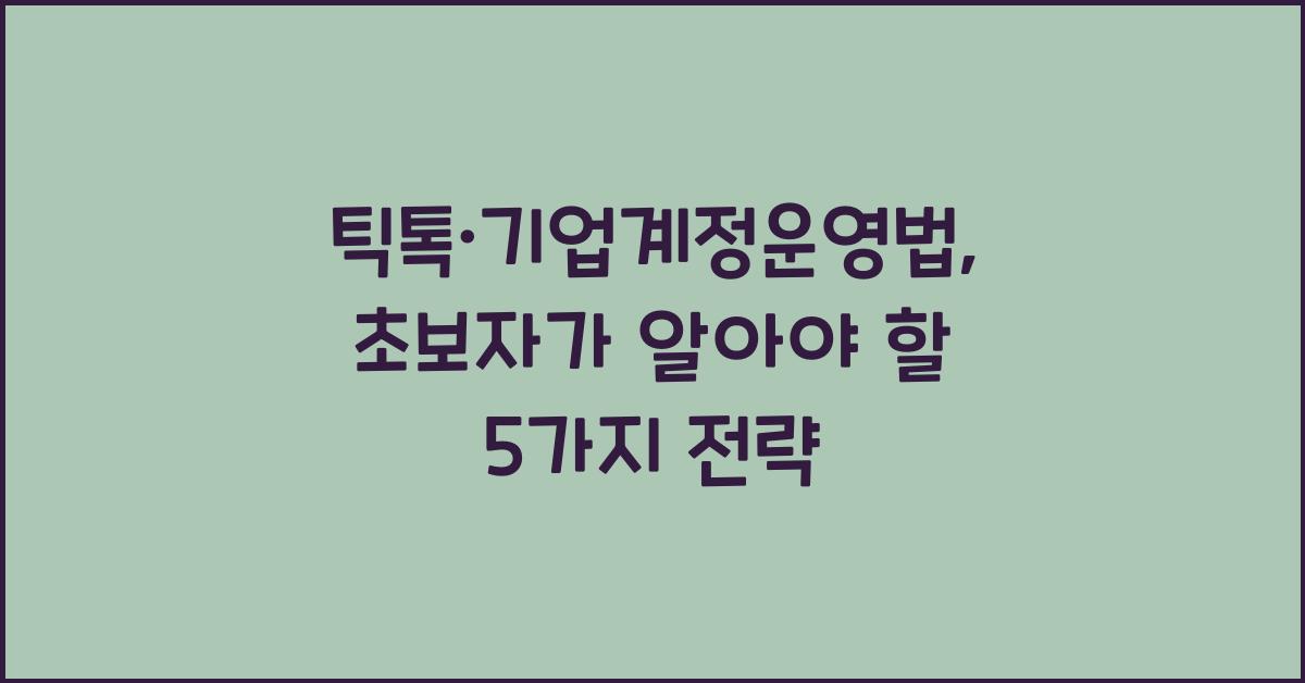 틱톡·기업계정운영법