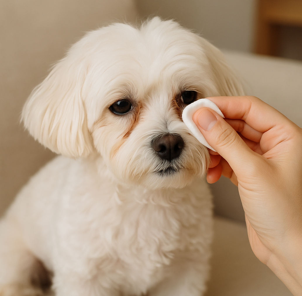 눈물자국 있는 강아지