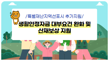 특별 재난지역 선포시 추가지원
