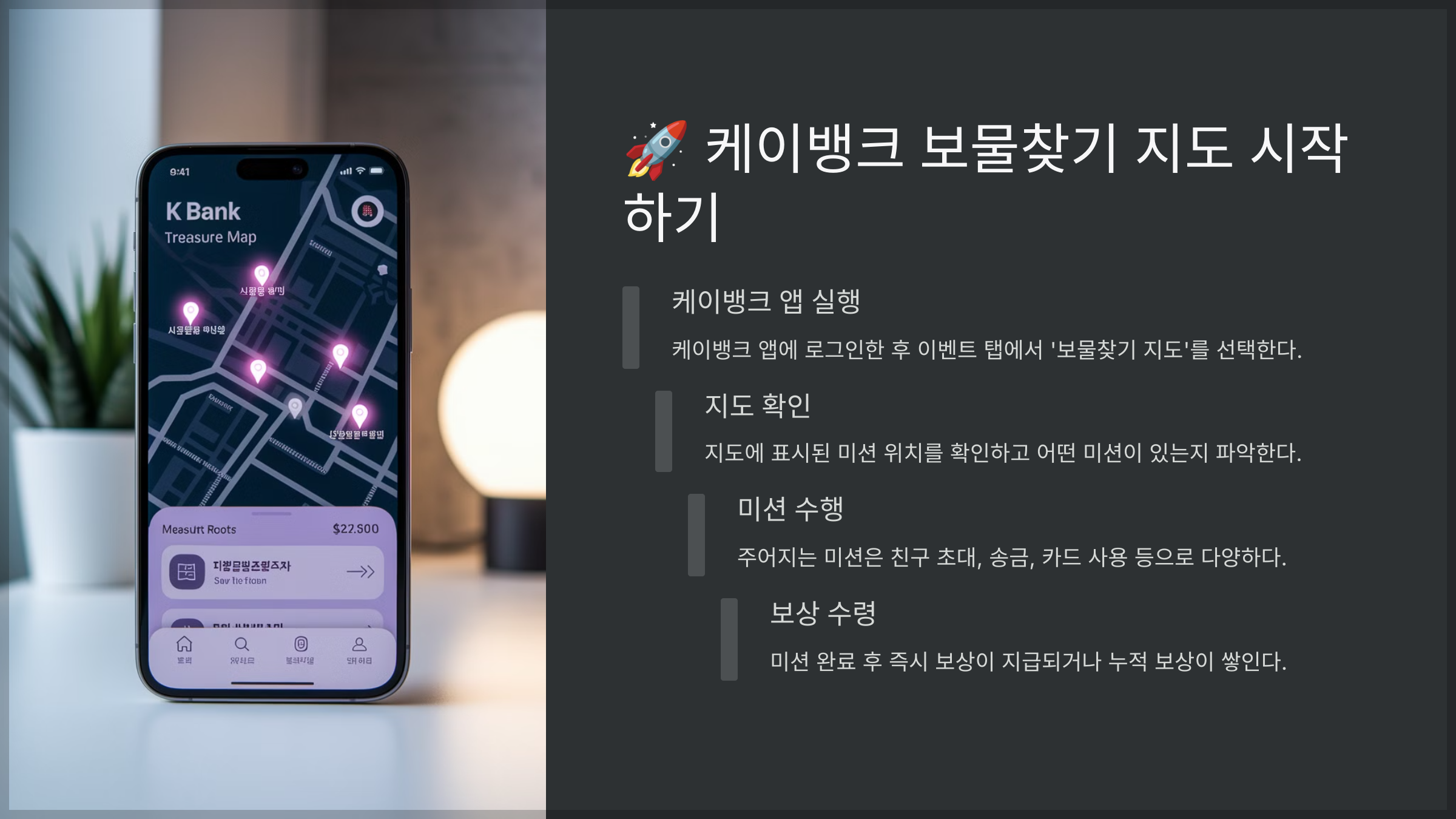 케이뱅크 보물찾기 지도 시작하기