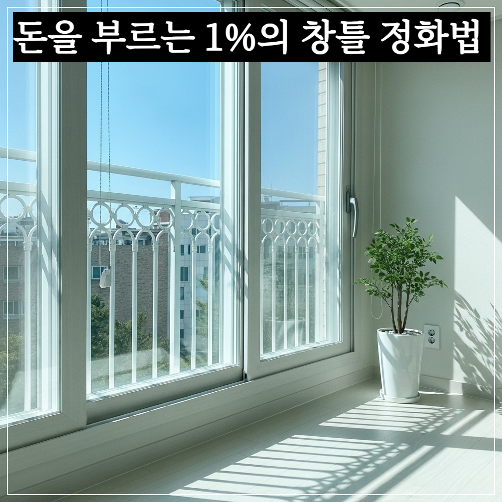 먼지 하나 없이 깨끗하게 닦여서 재물운을 불러오는 현대적인 아파트 베란다 창틀 인테리어 모습