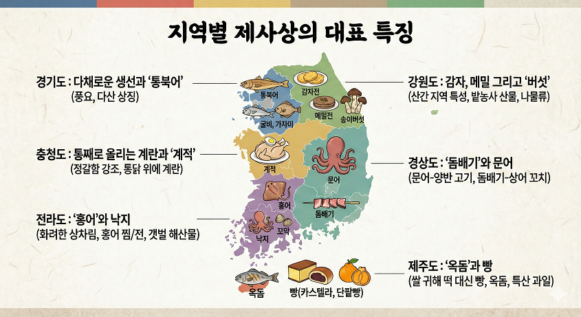 지역별 제사상 특징