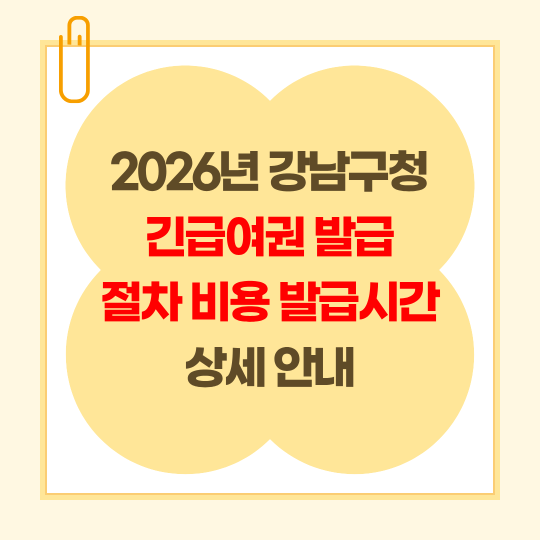 2026년 강남구청 긴급여권 발급 절차 비용 발급시간 상세 안내