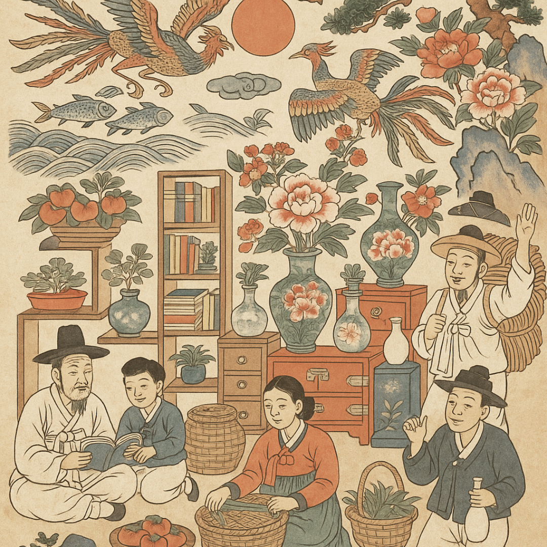 조선시대 민화의 기법으로 그려낸 이미지