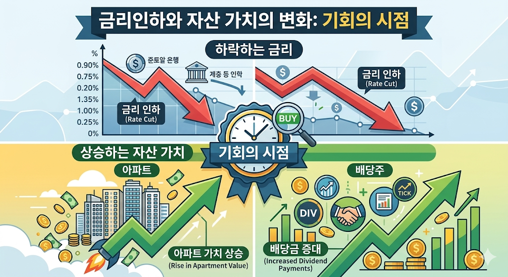 #2026년금리인하 #금리인하수혜주 #3050자산관리 #부동산투자전략 #배당주추천 #재테크노하우 #내집마련전략 #은퇴준비 #현금흐름만들기 #월배당ETF #리츠투자 #한국은행금리 #미국기준금리전망 #수도권아파트전망 #재무설계 #분산투자 #디딤돌자산배분 #40대재테크 #50대노후준비 #경제적자유