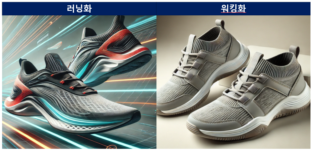 러닝화와 워킹화 관련 사진