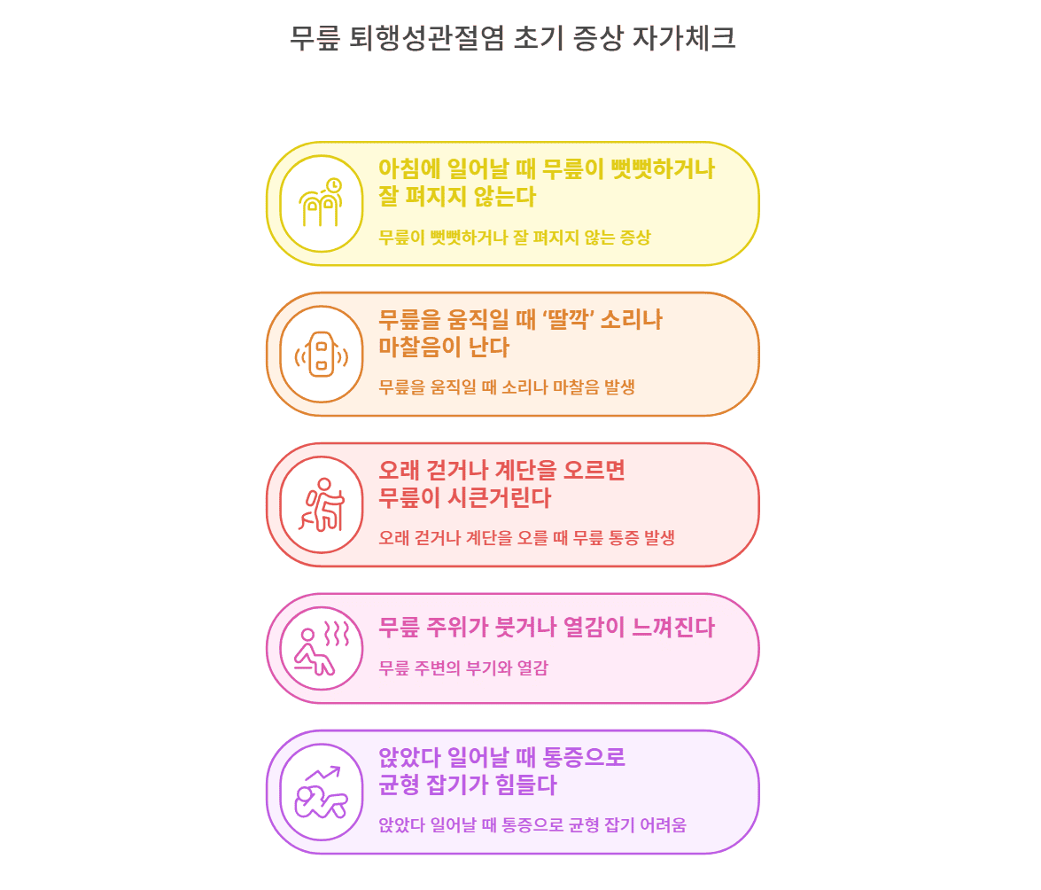 무릎 퇴행성관절염 초기 증상 자가체크