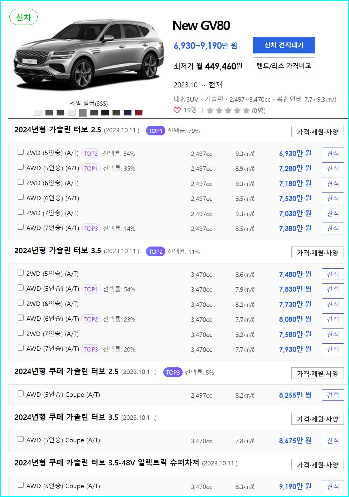 2024 GV80 가격표 카탈로그 다운로드 정보