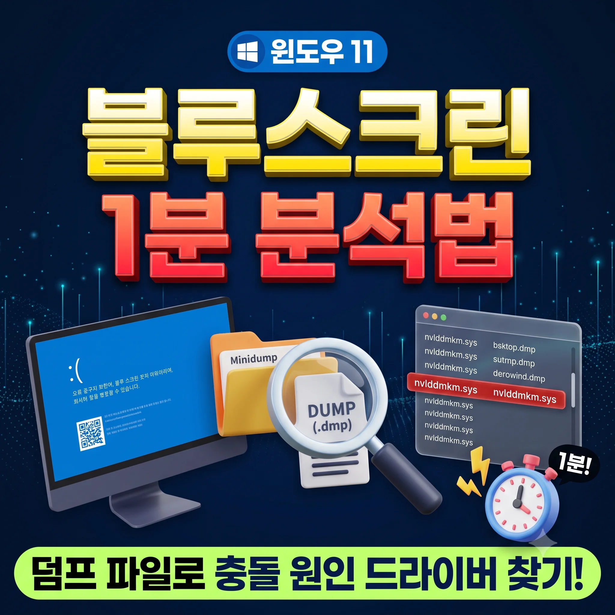 윈도우 11 블루스크린 오류코드 분석 및 덤프 파일 드라이버 색출 가이드