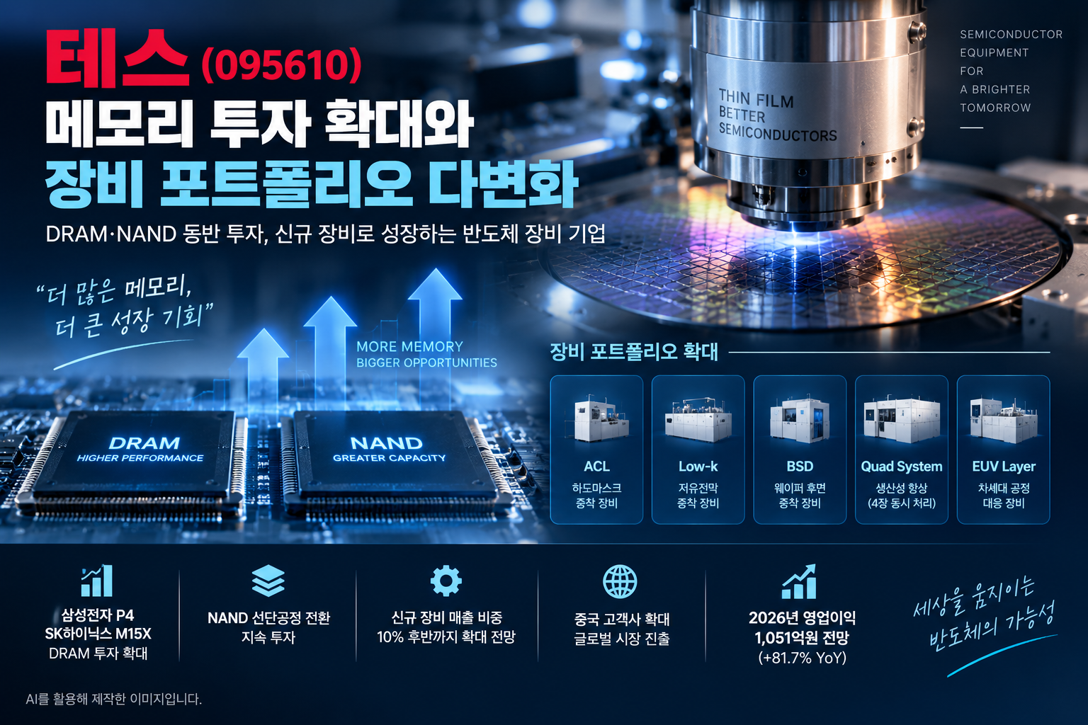 삼성전자·SK하이닉스 메모리 투자 확대와 신규 반도체 장비 성장으로 주목받는 테스 기업분석