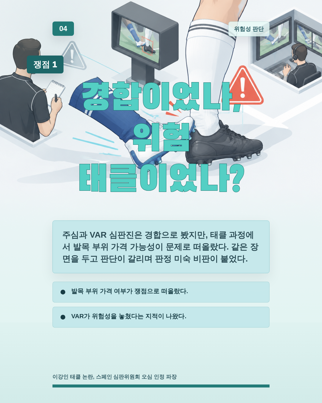 경합이었나, 위험 태클이었나?