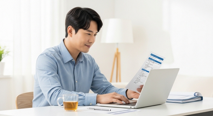 집에서 온라인으로 재산세 이의신청을 접수하는 장면