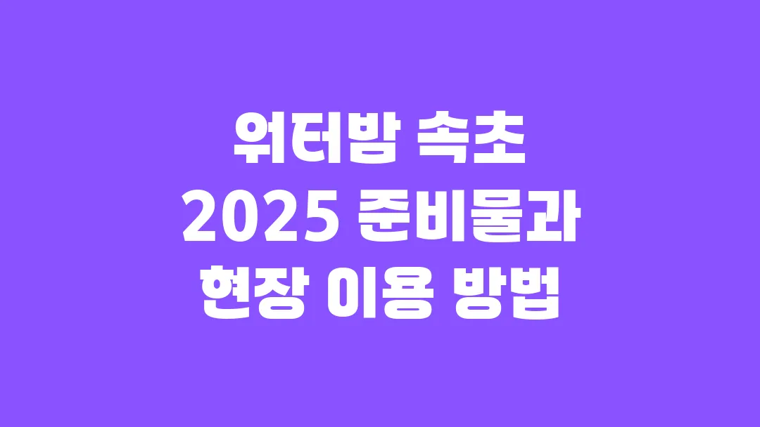 워터밤 속초 2025 준비물과 현장 이용 방법