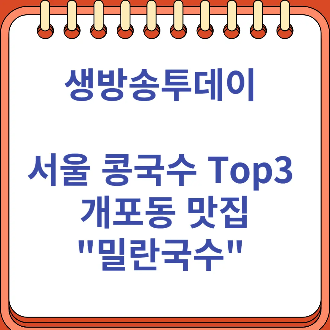 생방송투데이 인정 서울 콩국수 개포동 맛집 밀란국수 후기