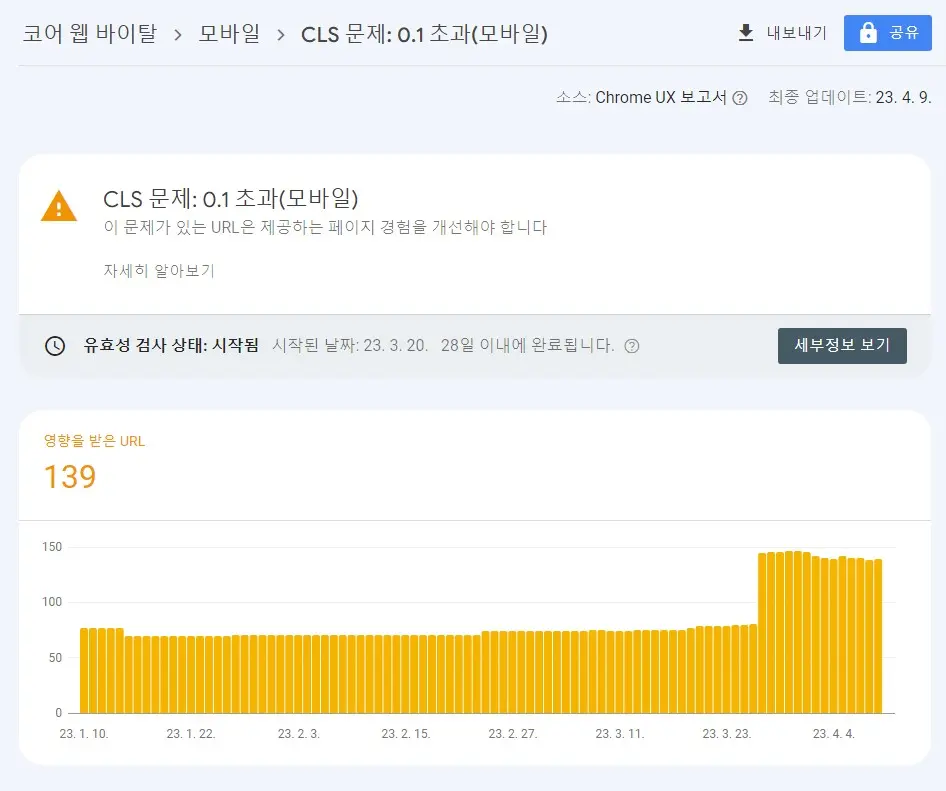 구글 서치 콘솔 CLS 초과 해결하기
