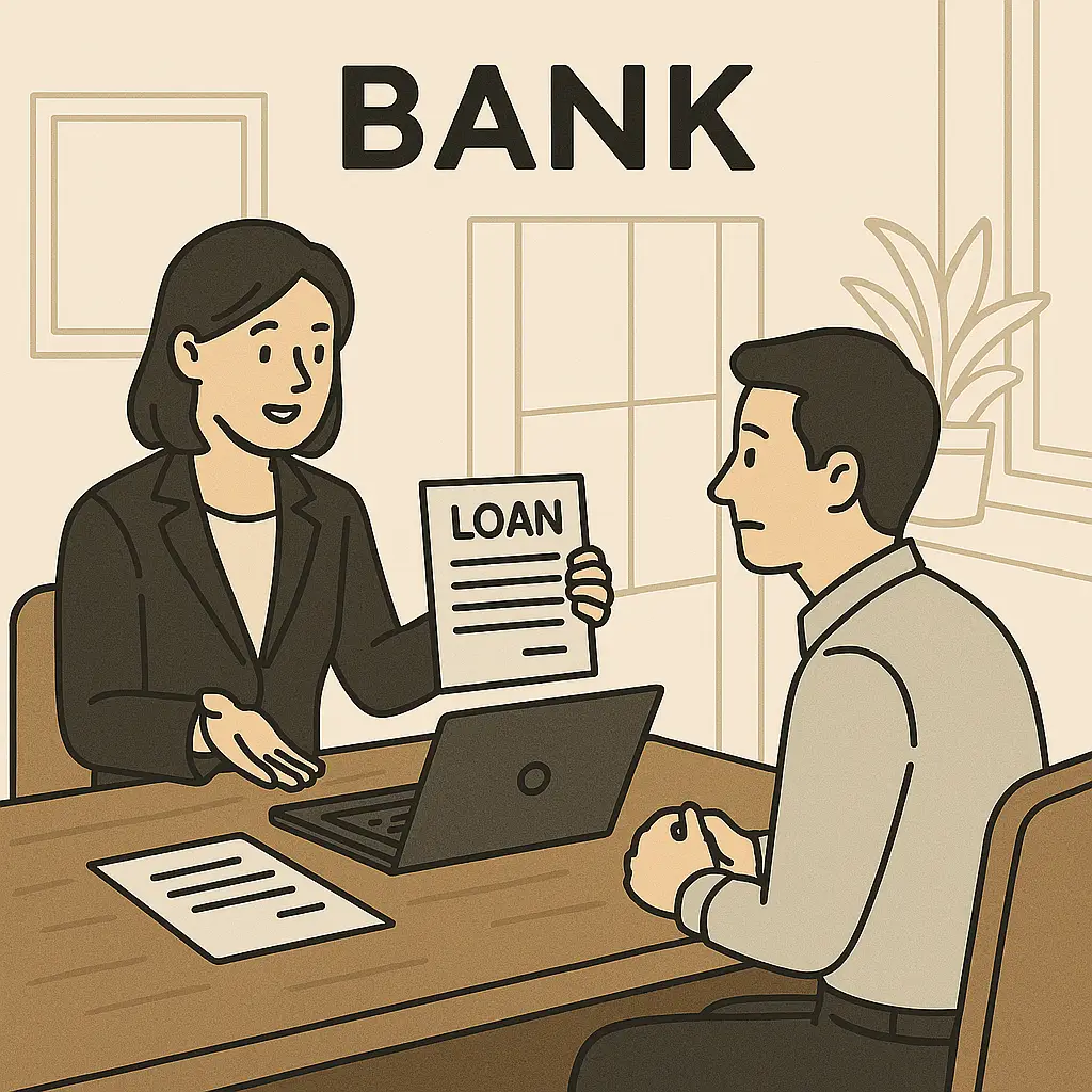 은행 창구에서 상담 후 신청하는 모습