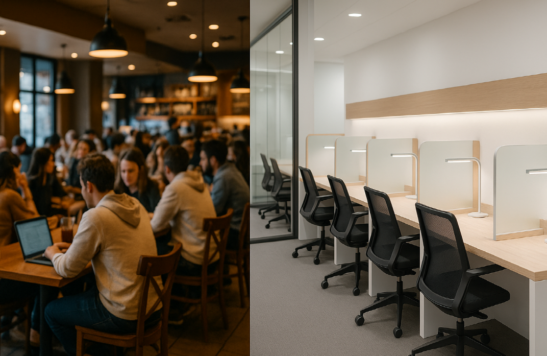 일반 카페와 스터디 카페 비교 모습