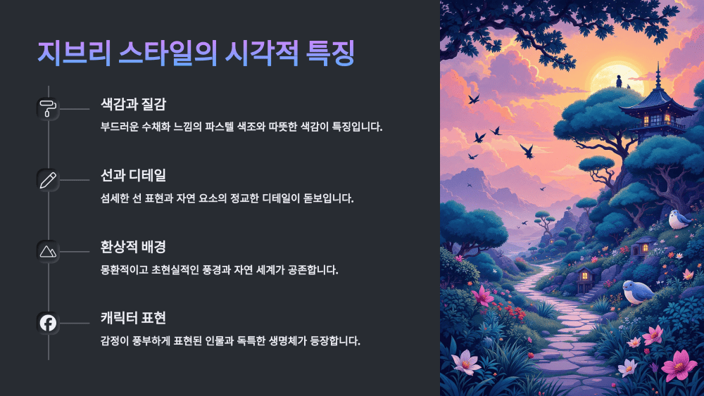 지브리 스타일의 시각적 특징