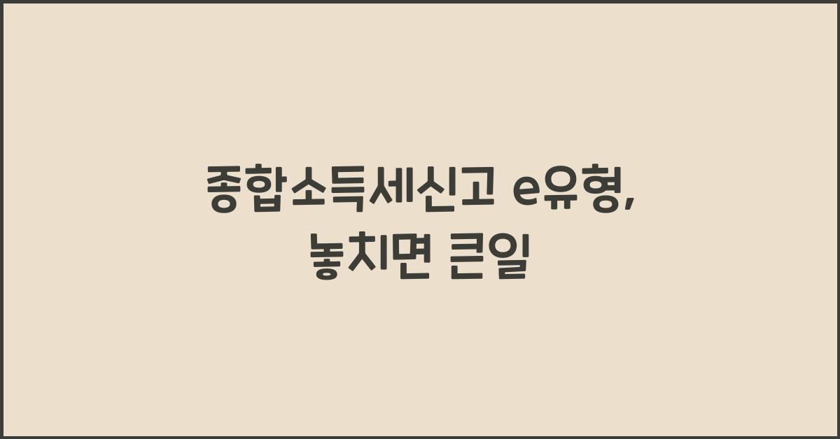 종합소득세신고 e유형