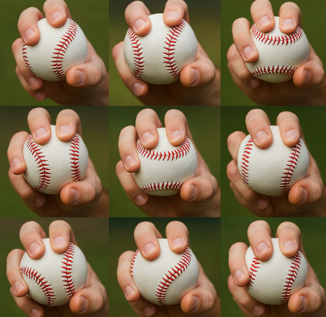 야구 구종들 잡는 모습의 사진