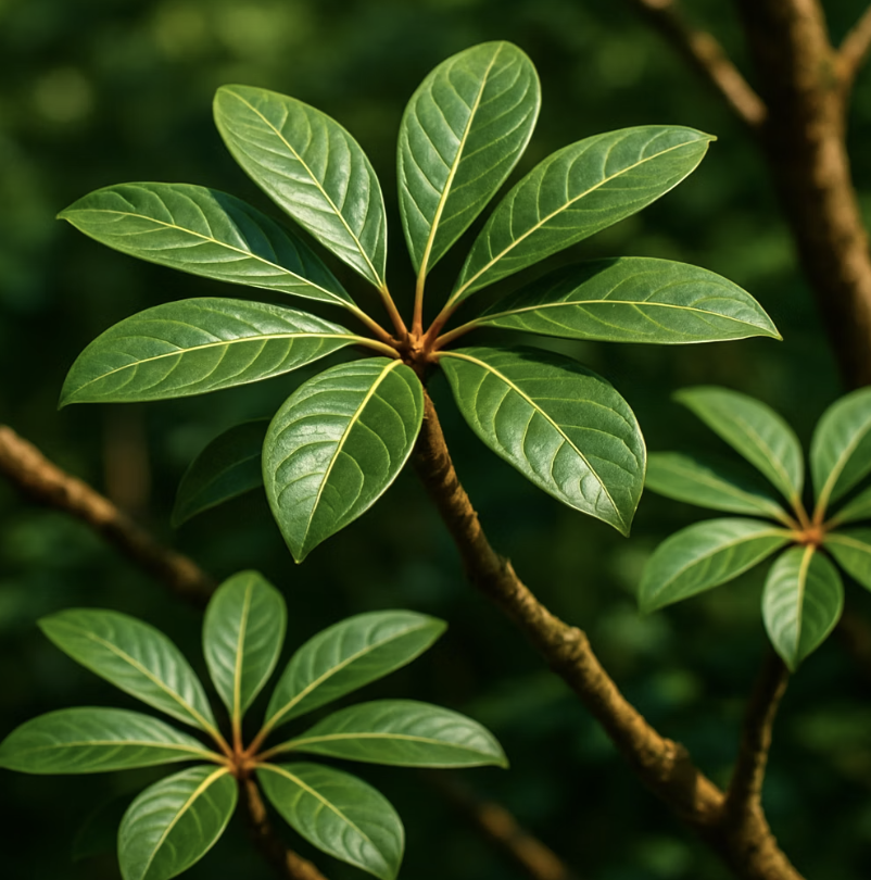 우산처럼 펼쳐진 잎사귀