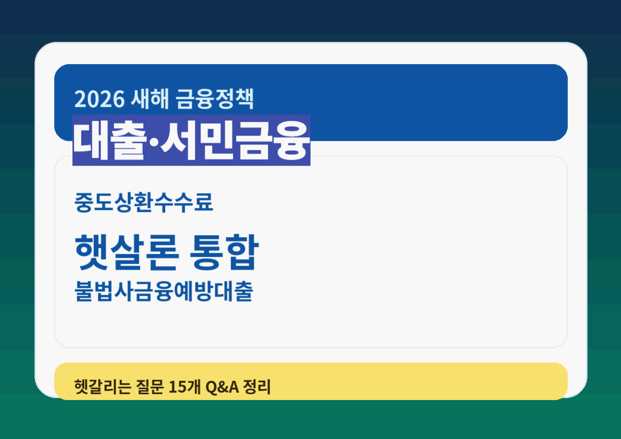 2025 대출&middot;서민금융 제도 바뀐 것들 - 중도상환수수료&middot;햇살론 통합&middot;불법사금융예방대출... "헷갈리는 질문 15개" Q&amp;A