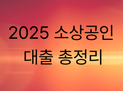 2025 소상공인 대출 총정리