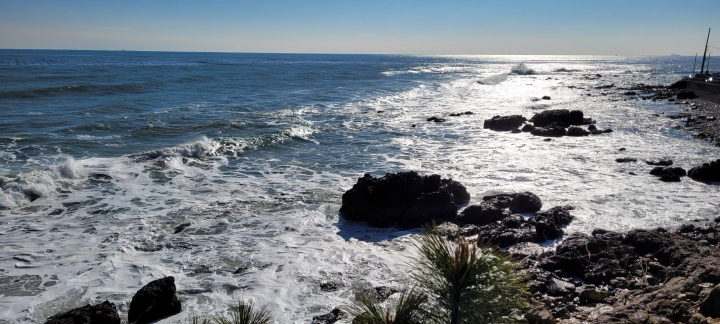 청사포 다릿돌 전망대 앞바다