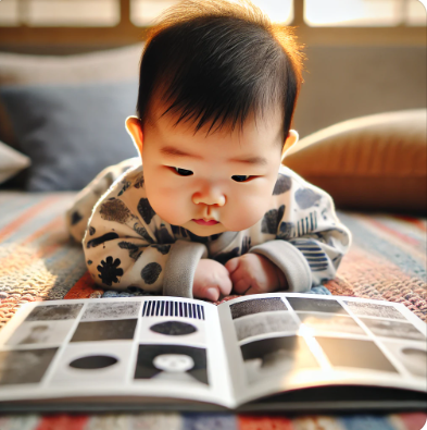 초점 책을 보고 있는 아이 관련 모습