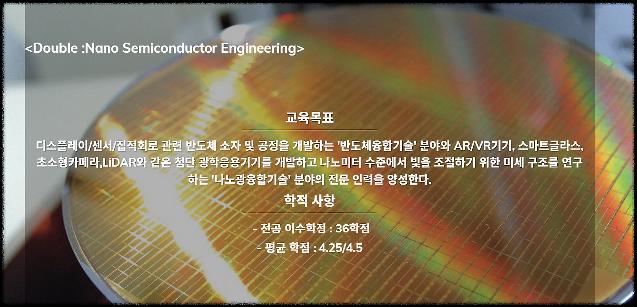 [Undergrad Double Major] Nano Semiconductor Engineering