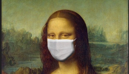 모나리자가 마스크를 쓰고있는 모습