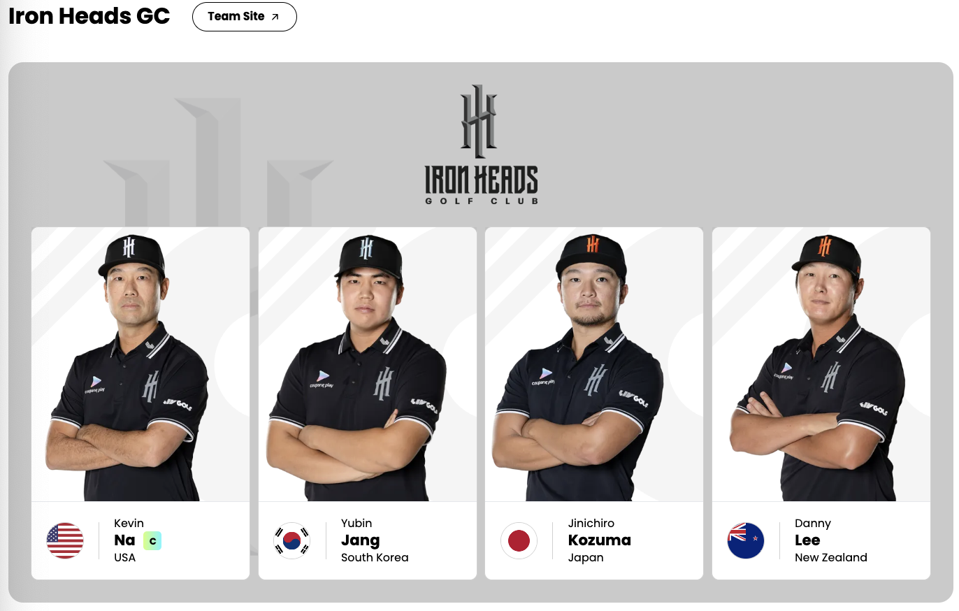 KPGA에서 최초로 LIV골프에 진출한 장유빈이 속한 팀 Iron Heads