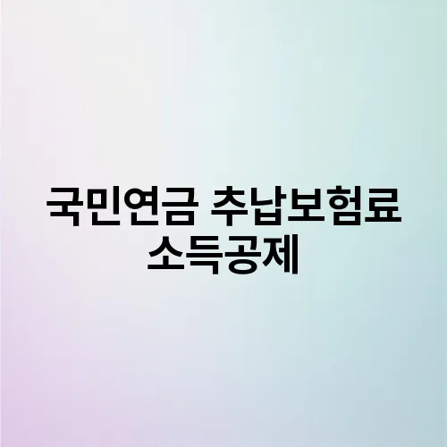 국민연금 추납보험료 소득공제