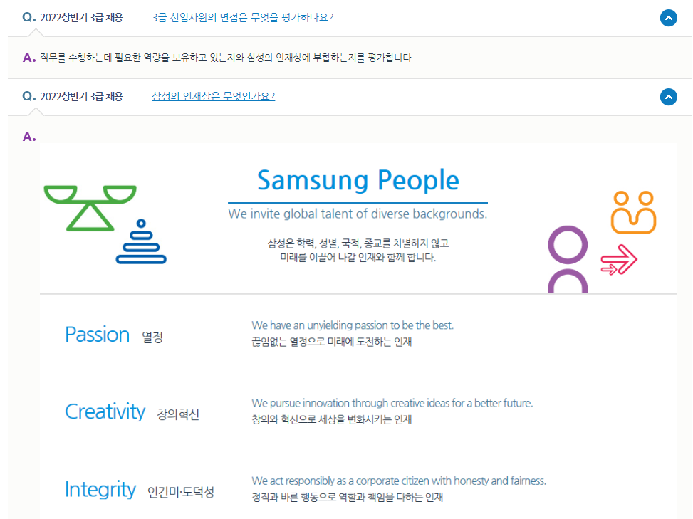 삼성그룹 삼성전자 면접 질문 리스트 BEST 질문 사항 - 인재상, 면접 목적