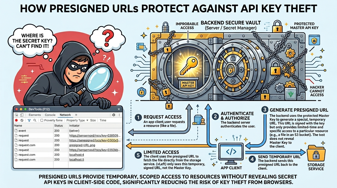 프론트엔드 API 키 탈취를 방어하기 위한 Unsigned Preset 및 일회용 임시 서명 URL(Presigned URL) 발급 원리