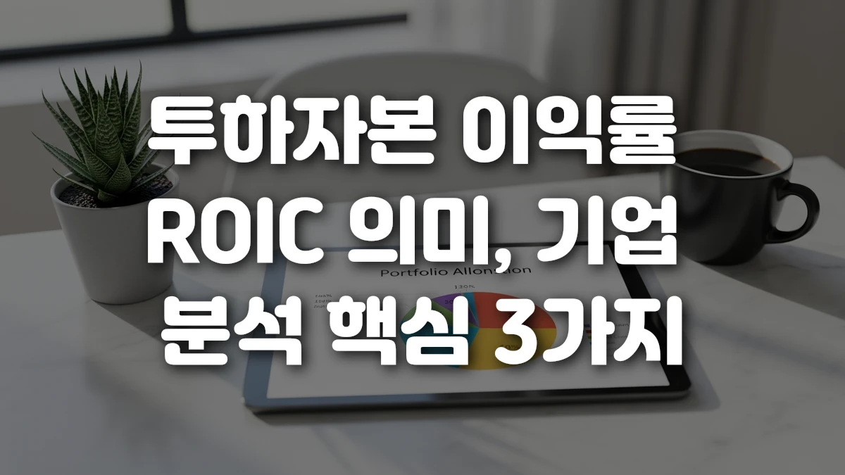 투하자본 이익률 ROIC 의미 기업 분석 핵심 3가지