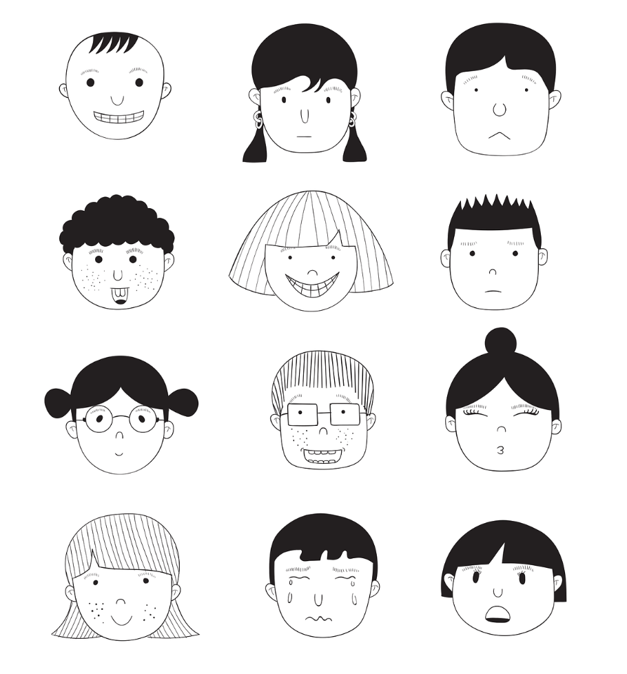 다양한 감정의 얼굴 표정 사진