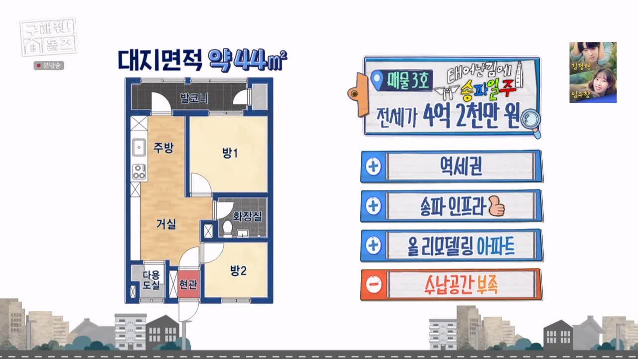 구해줘홈즈 서울시 송파구 가락동 <태어난 김에 송파일주> 매물 가격 및 구조 인테리어 리모델링 최종선택 소개 다시보기
