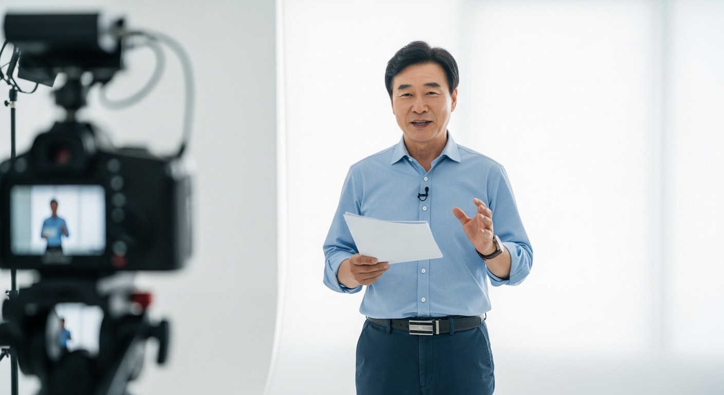 "유튜브 콘텐츠 준비 중인 50대 남성"