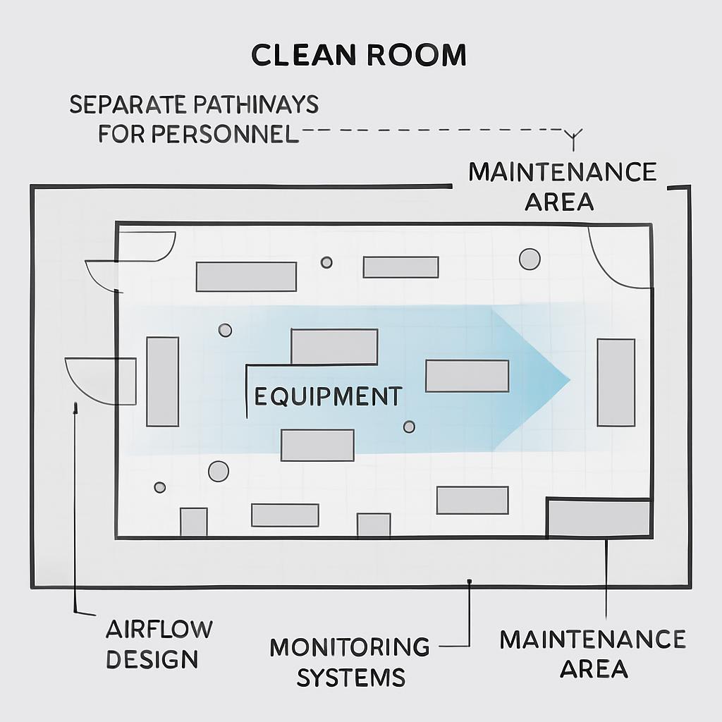오염제어를 고려한 클린룸 배치 설계 팁 레이아웃 구성