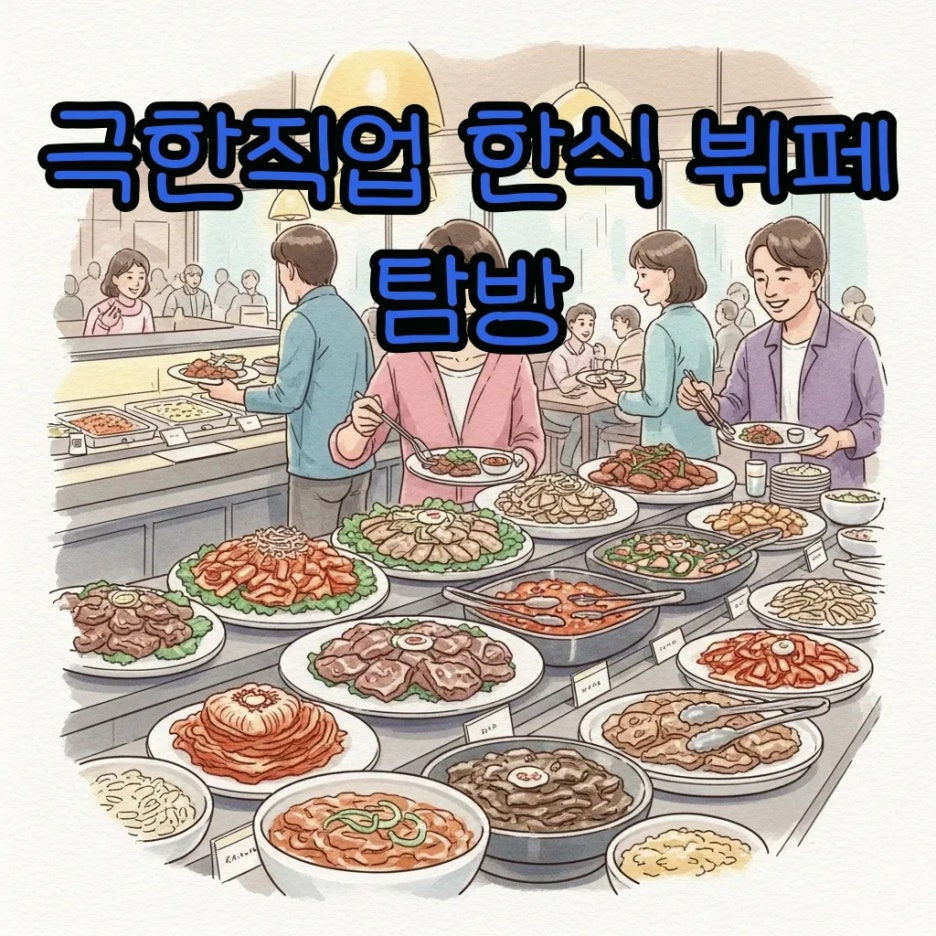 푸짐한 한식 뷔페에서 즐거운 식사 시간