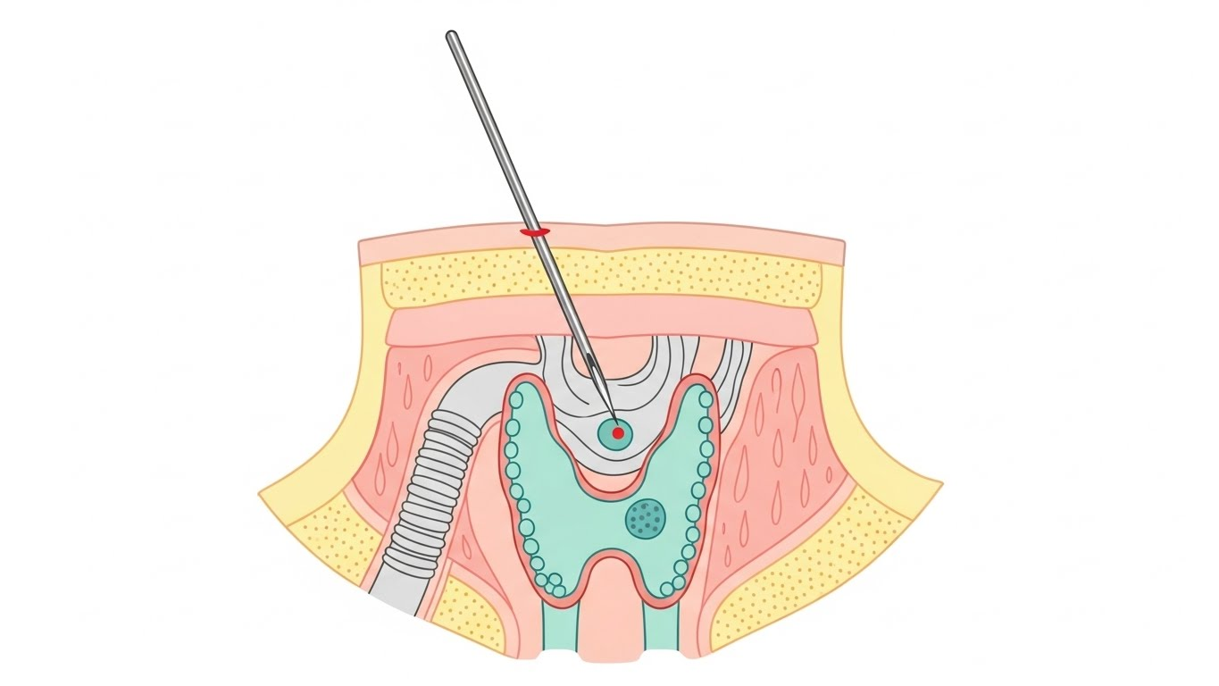 갑상선 세침흡인검사 개념 일러스트