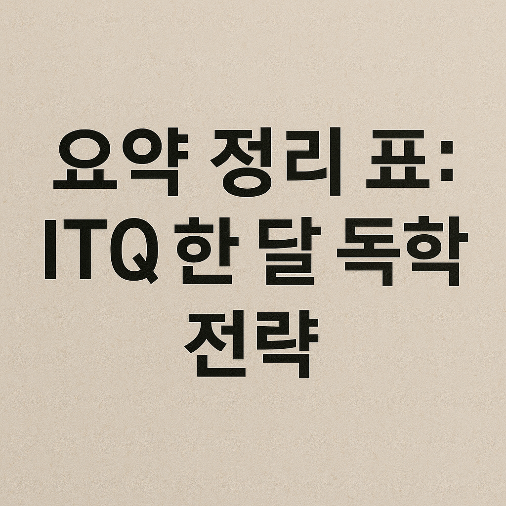 요약 정리 표 ITQ 한 달 독학 전략