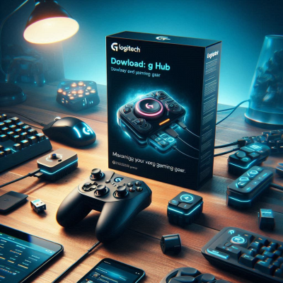 로지텍 G Hub 소프트웨어 박스와 주변 기기들.