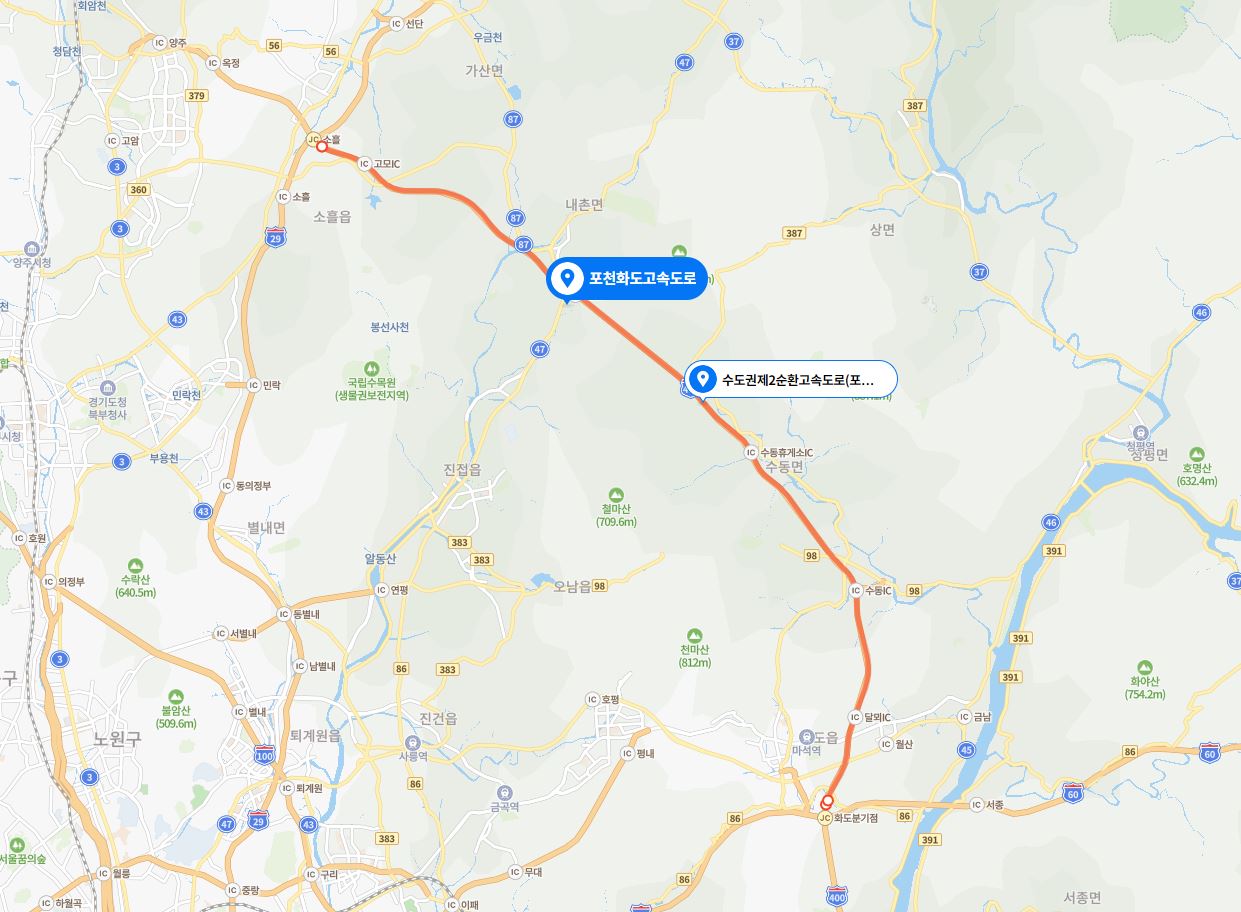 포천화도고속도로 노선도