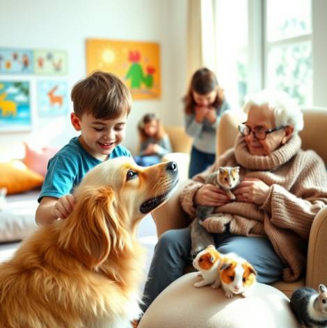 아동과 노인의 펫테라피 현장