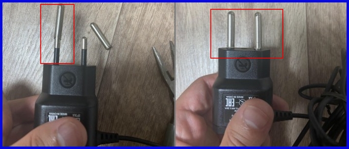 플러그핀을 eu콘센트에 끼우는 사진